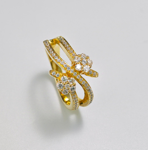 925 Sterling Silver Round Floral Wrap Diamond Engagement Fashion Rings