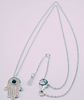 Wholesale 925 Sterling Silver Sapphire & Diamond Accent Evil Eye Necklace