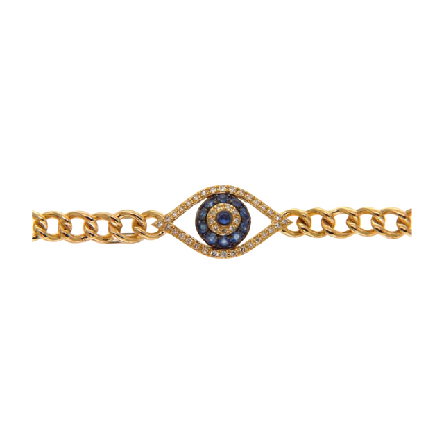 Eco-friendly K Gold Bracelet for Women Cuban Chain Evil Eye Bracelet