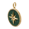 925 Stelring Silver Malachite Coin Pendant Vintage 18K Gold Plated Compass pendant
