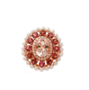925 Sterling Silver Cutured Freshwater Pearl Tourmaline CZ and Morganite CZ Halo Ring