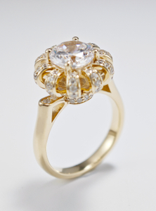 925 Sterling Silver 4 Carat Round Unique Flower Diamond Engagement Rings