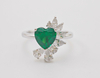  925 Sterling Silver 5 Carat Created Emerald Heart Shape Engagement Ring