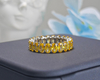925 Sterling Silver 5X3mm Oval Cut Simulated Yellow Sapphire Eternity Band Ring 