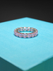 925 Sterling Silver Eternity Wedding Bands Cushion Pink Cubic Zirconia Ring