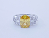 925 Sterling Silver Cushion Cut 10x8mm Created Yellow Sapphire Engagement Ring