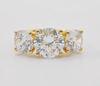 925 Sterling Silver Round Cut Lab Created Moissanite Diamond 3-Stone Engagement Ring