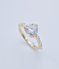 925 Sterling Silver 4 Carat Heart Shaped Accents Diamond Engagement Ring