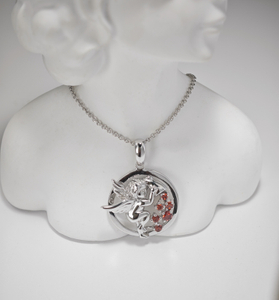 925 Sterling Silver Red Garnet Loyalty Jewelry Guardian Angle Necklace 