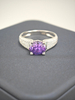 925 Sterling Silver February Birthstone Amethyst CZ Engagement Ring