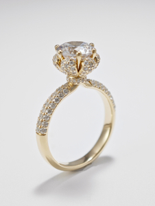  925 Sterling Silver Round Cut Floral Halo Diamond Rngagement Ring