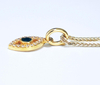925 Sterling Silver Simulated Blue Sapphire with Diamonds Evil Eye Pendant
