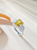 925 Sterling Silver Cushion Cut 10x8mm Created Yellow Sapphire Engagement Ring