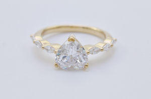 925 Sterling Silver 4 Carat Heart Shaped Accents Diamond Engagement Ring