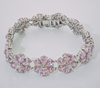 925 Sterling Silver Bracelet Simulated Pink Sapphire Floral Bracelet