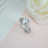 925 Sterling Silver 1.5 Carat Engagement Ring Round Diamond Halo Engagement Ring