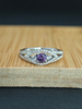 925 Sterling Silver February Birthstone Amethyst Cubic Zirconia Trinity Ring