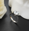 925 Sterling Silver 1.5 Carat Diamond Six Prong Solitaire Engagement Ring