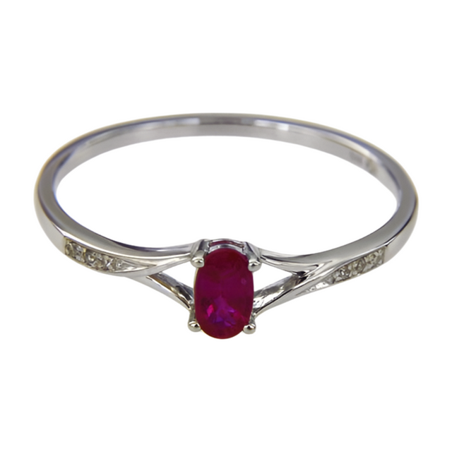 925 Sterling Silver Oval Created Ruby Ring Wedding Ring for Women 