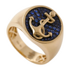 925 Sterling Silver Anchor Ring Blue Sapphire Signet Ring