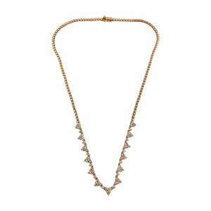 Karat Gold Trio Diamond Necklace Half Tennis Necklace