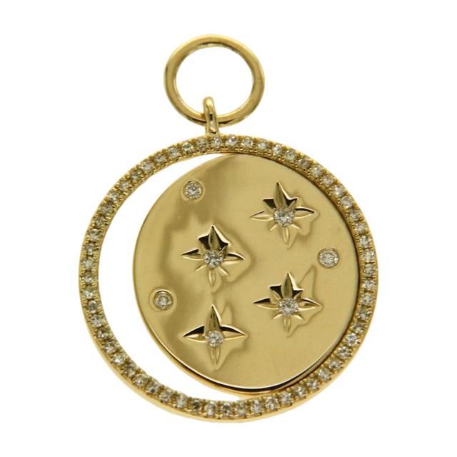Custom Jewelry 925 Sterling Silver Coin Pendant Cubic Zirconia Moon Star Necklace