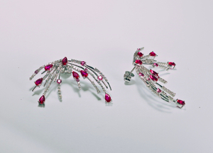 925 Sterling Silver Luxury Sumilate Ruby Cocktail earrings