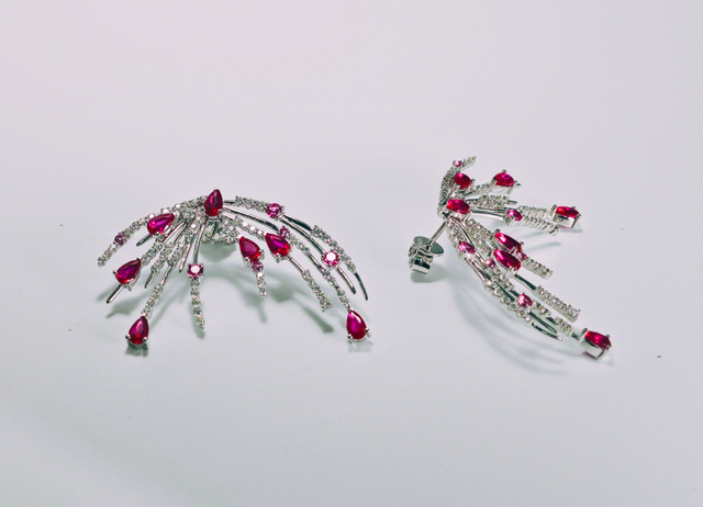 925 Sterling Silver Luxury Sumilate Ruby Cocktail earrings