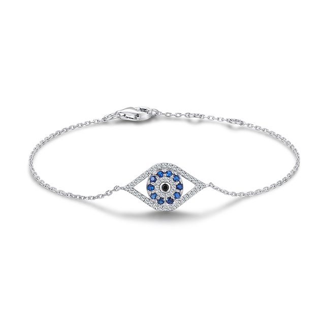 Religious 925 Sterling Silver Bracelet Evil Eye Bracelet for Women