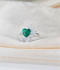  925 Sterling Silver 5 Carat Created Emerald Heart Shape Engagement Ring