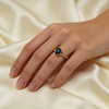 Engagement Ring Oval Cut Blue Sapphire 925 Sterling Silver Wedding Ring